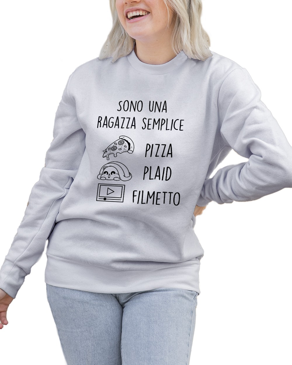 Felpa Girocollo Donna Ragazza Semplice