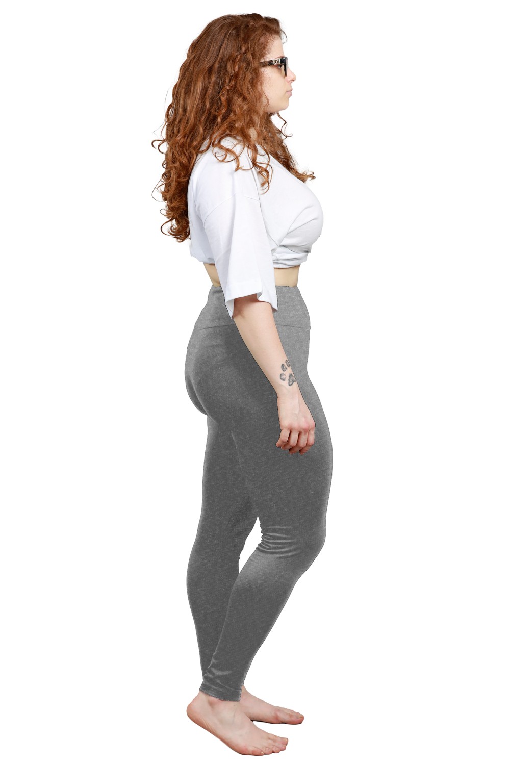 Leggings Vita Alta Curvy Colore Grigio Melange