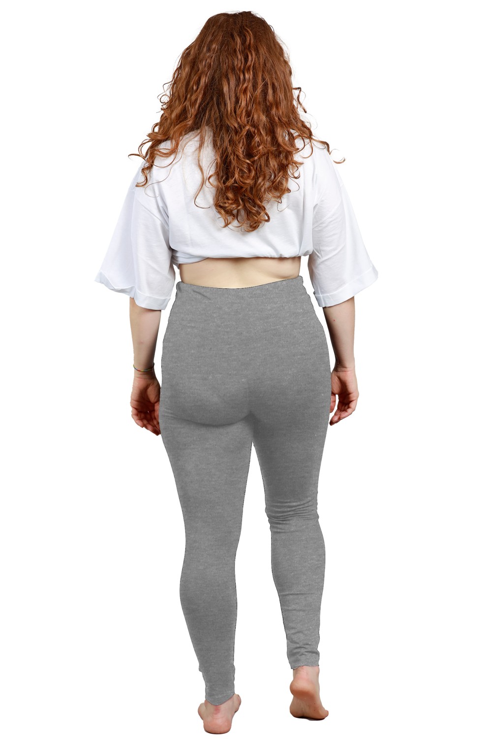 Leggings Vita Alta Curvy Colore Grigio Melange